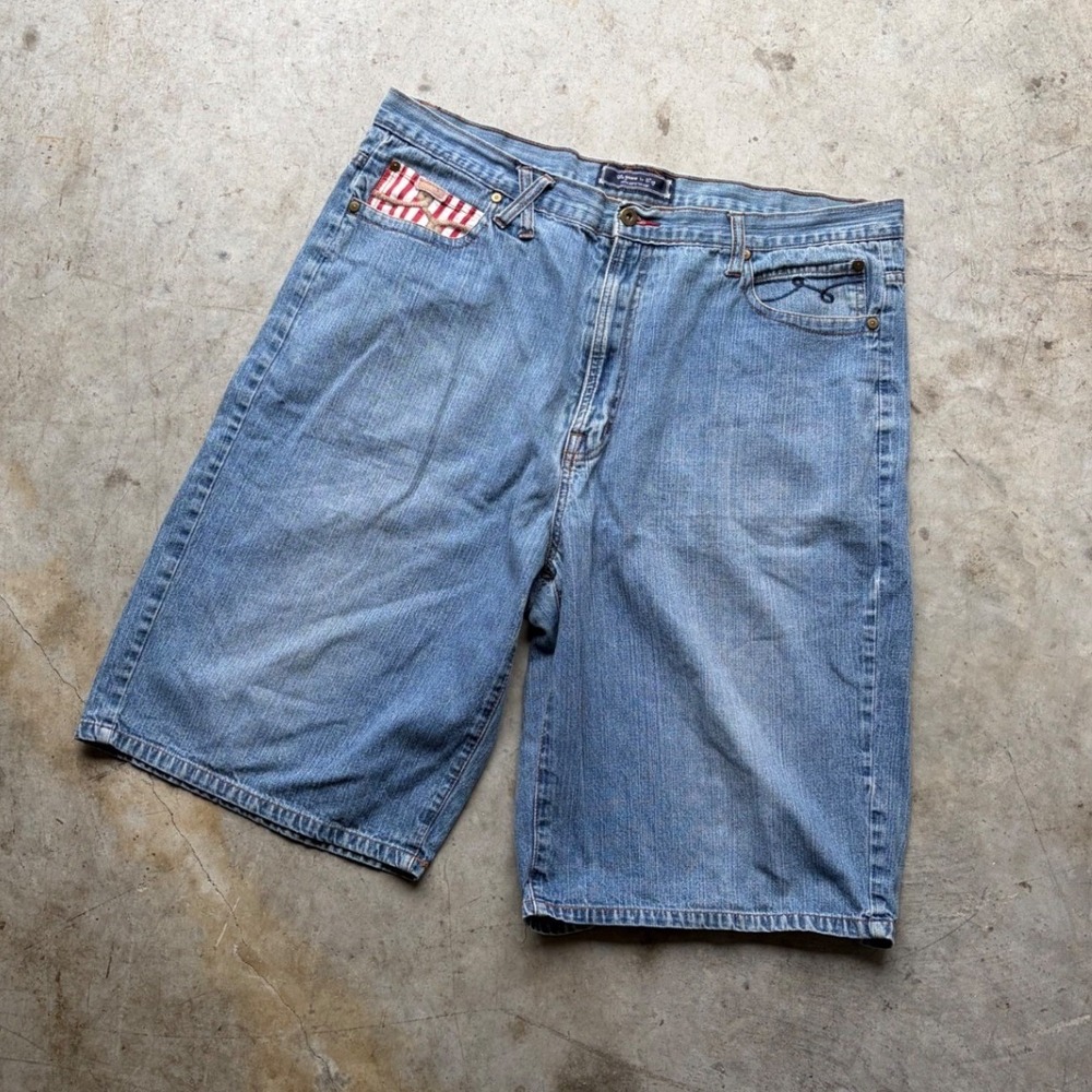 LRG Lifted Research Group Mens Baggy Denim Shorts Jorts Wild Life Graphic 40